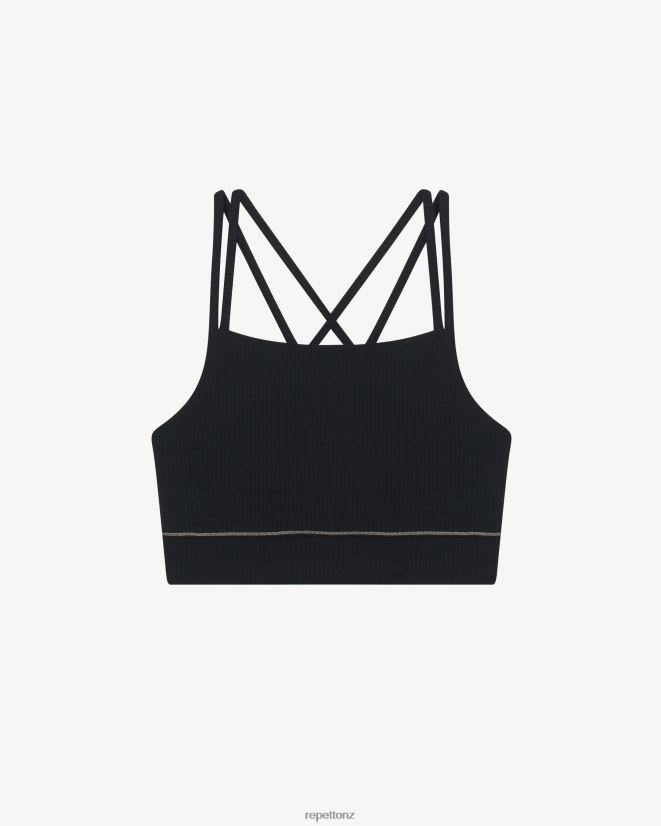 Repetto Women Ribbed Bra With Thin Straps Black Clothing PDFBZN302