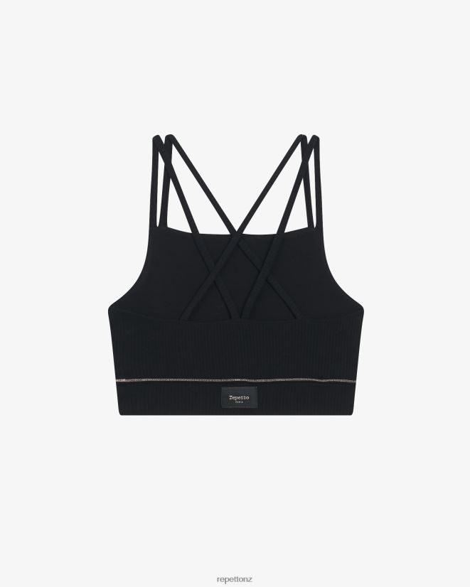 Repetto Women Ribbed Bra With Thin Straps Black Clothing PDFBZN302