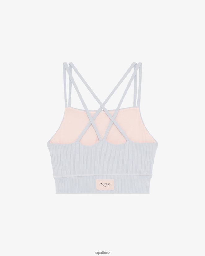 Repetto Women Ribbed Bra With Thin Straps Pearl Grey Clothing PDFBZN305