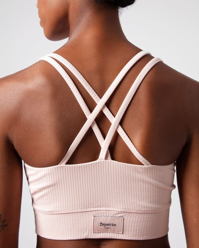 Repetto Women Ribbed Bra With Thin Straps Petal Pink Clothing PDFBZN304