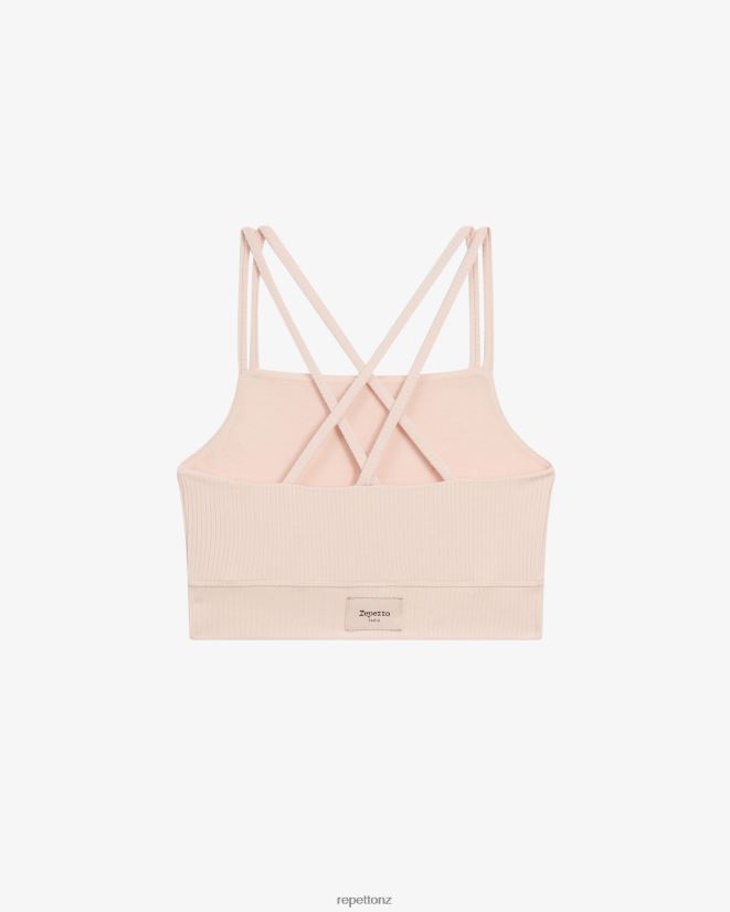 Repetto Women Ribbed Bra With Thin Straps Petal Pink Clothing PDFBZN304