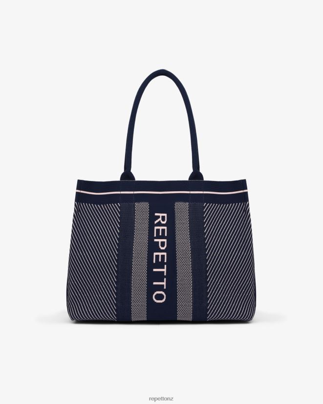 Repetto Women Shopping Bag Navy Blue Blush Accessories PDFBZN423