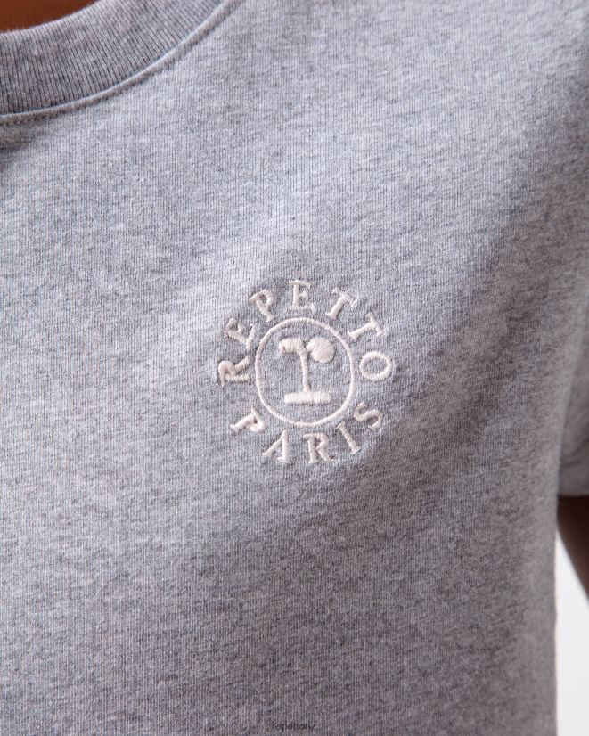 Repetto Women R Logo T-Shirt Mottled Light Grey Clothing PDFBZN316