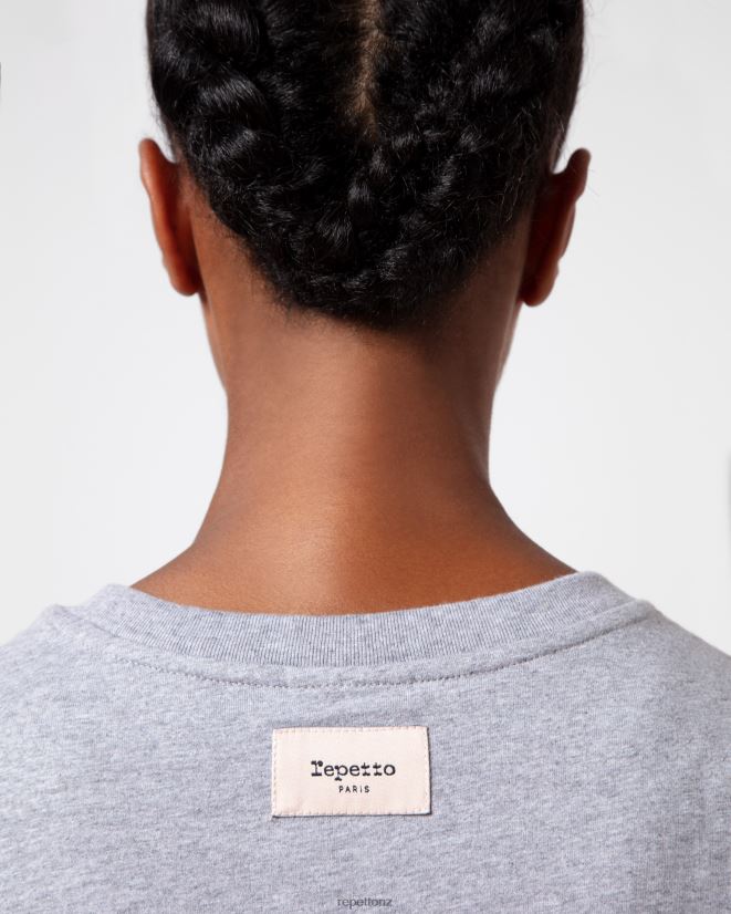 Repetto Women R Logo T-Shirt Mottled Light Grey Clothing PDFBZN316