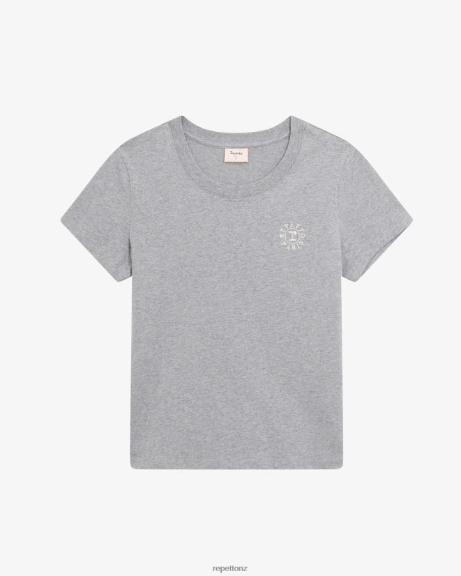 Repetto Women R Logo T-Shirt Mottled Light Grey Clothing PDFBZN316