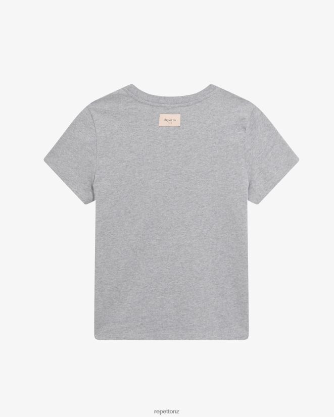 Repetto Women R Logo T-Shirt Mottled Light Grey Clothing PDFBZN316