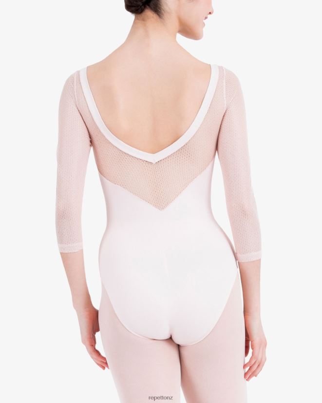 Repetto Women 3/4 Sleeves Leotard With Lace Petal Pink Clothing PDFBZN441