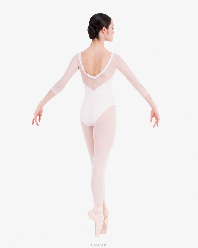 Repetto Women 3/4 Sleeves Leotard With Lace Petal Pink Clothing PDFBZN441