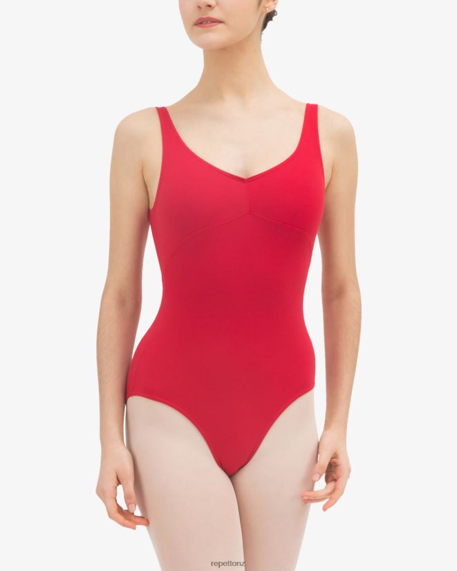 Repetto Women Gathered Front And Back Leotard Neckline Carnation Red Clothing PDFBZN448