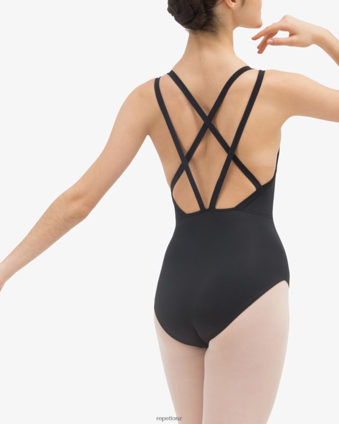 Repetto Women Thin Straps Crossed Front Leotard Black Clothing PDFBZN470