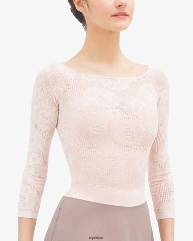 Repetto Women Long Sleeves Top In Rosette Lace Petal Pink Clothing PDFBZN547
