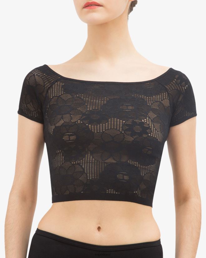 Repetto Women Short Top In Rosette Lace Black Clothing PDFBZN554
