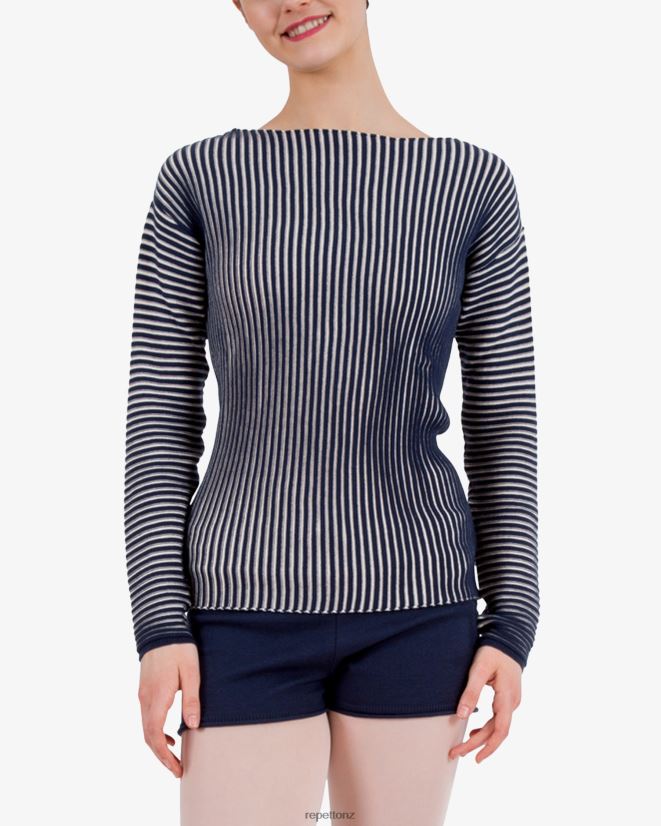 Repetto Women Bicolor Rib-Knit Jumper Blue And Petale Pink Clothing PDFBZN528