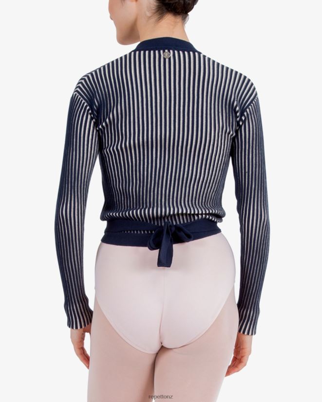 Repetto Women Bicolor Rib-Knit Wrap-Over Blue And Petale Pink Clothing PDFBZN527