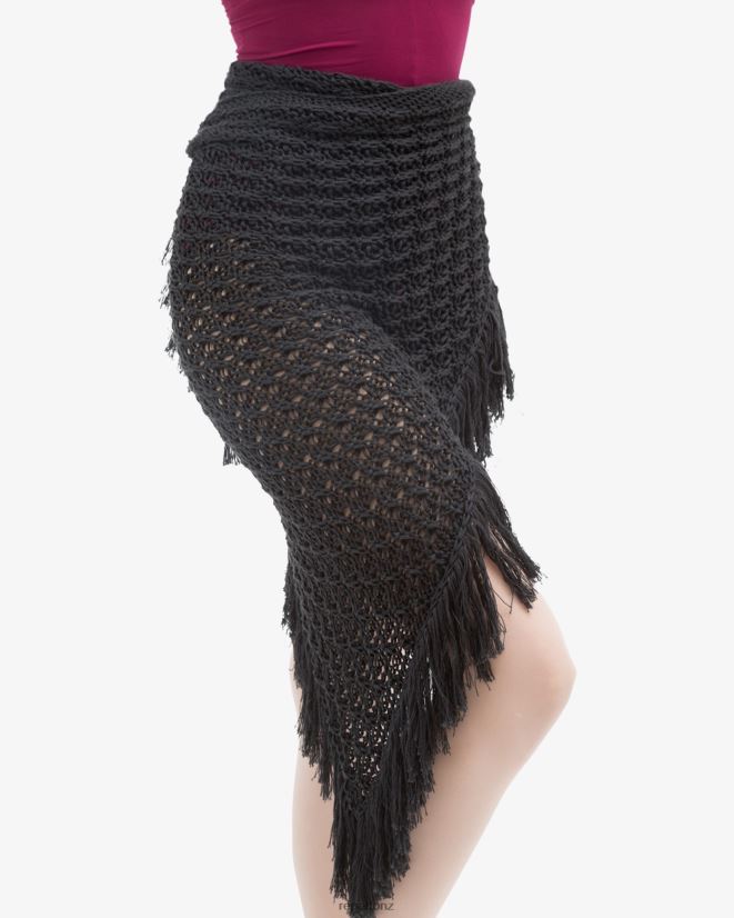 Repetto Women Knit Shawl With Fringes Anthracite Grey Clothing PDFBZN538