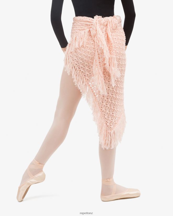 Repetto Women Knit Shawl With Fringes Petal Pink Clothing PDFBZN537