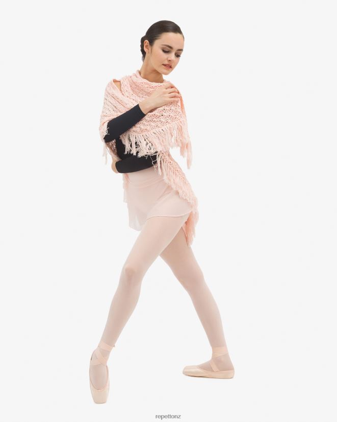 Repetto Women Knit Shawl With Fringes Petal Pink Clothing PDFBZN537
