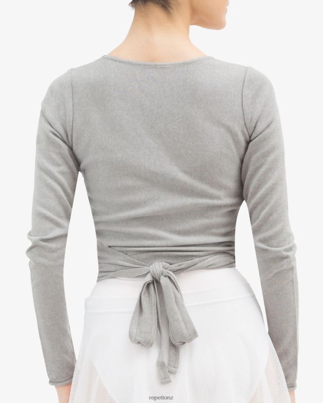 Repetto Women Long Sleeved Wrap-Over Mouse Grey Clothing PDFBZN512