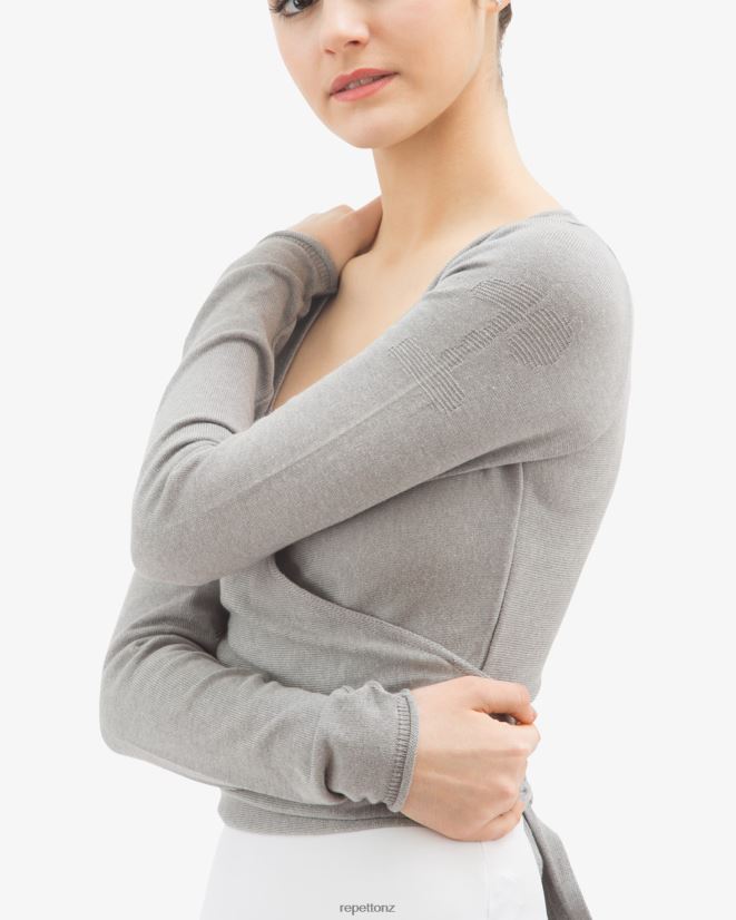 Repetto Women Long Sleeved Wrap-Over Mouse Grey Clothing PDFBZN512