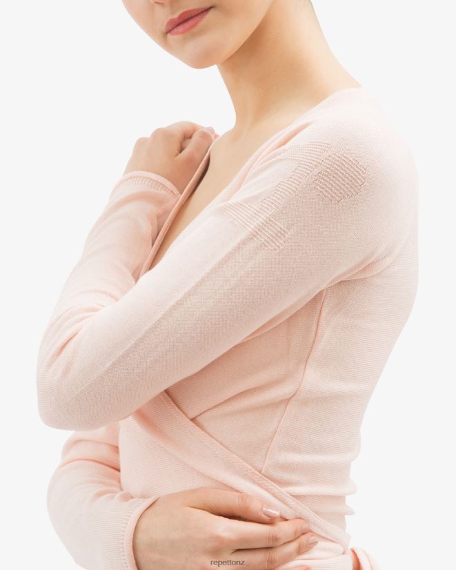 Repetto Women Long Sleeved Wrap-Over Petal Pink Clothing PDFBZN511