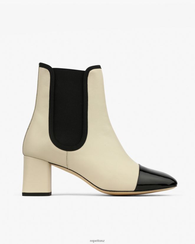 Repetto Women Melissa Ankle Boots Swan Beige And Black Footwear PDFBZN193