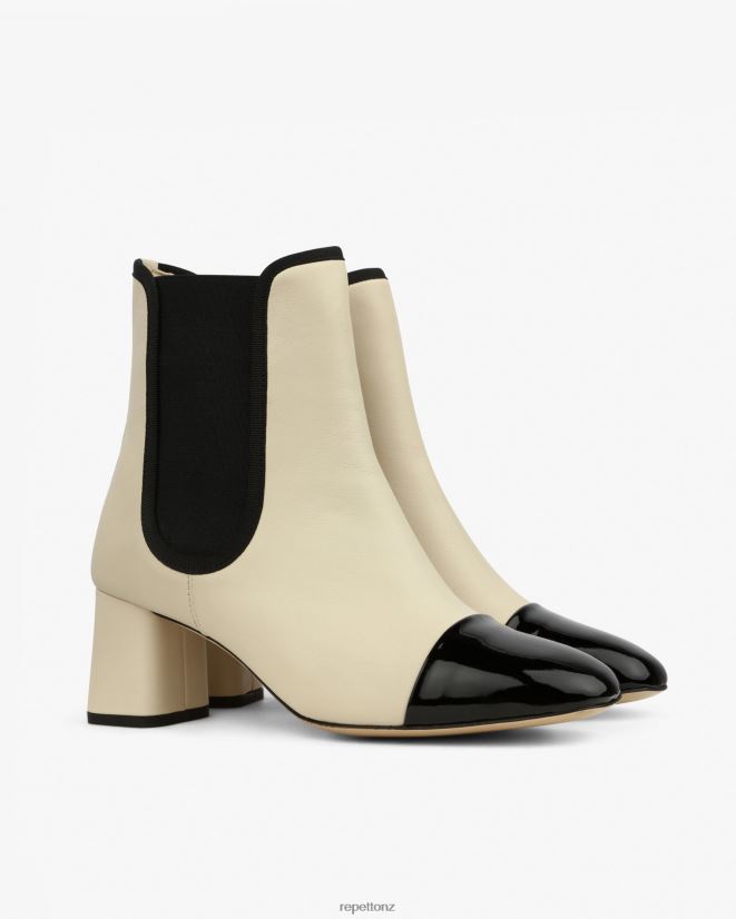 Repetto Women Melissa Ankle Boots Swan Beige And Black Footwear PDFBZN193