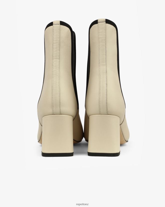 Repetto Women Melissa Ankle Boots Swan Beige And Black Footwear PDFBZN193