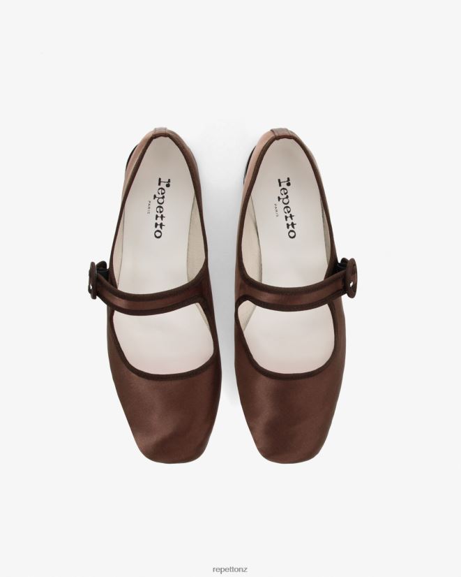 Repetto Women Georgia Mary Janes - Satin Mocha Brown Footwear PDFBZN150