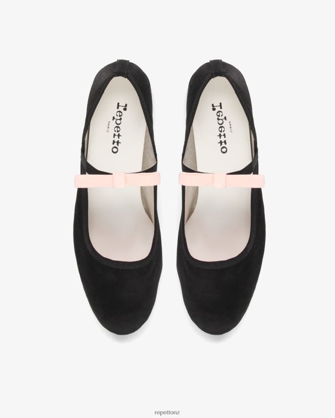 Repetto Women Guillemette Mary Janes - Satin Black And Iconic Pink Footwear PDFBZN152