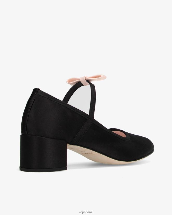 Repetto Women Guillemette Mary Janes - Satin Black And Iconic Pink Footwear PDFBZN152