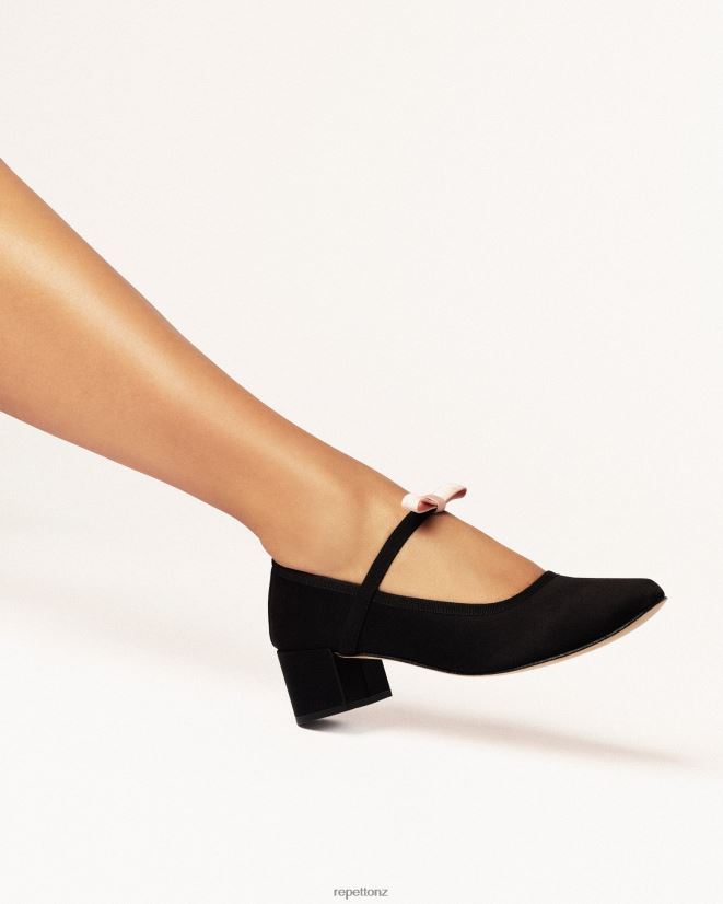 Repetto Women Guillemette Mary Janes - Satin Black And Iconic Pink Footwear PDFBZN152