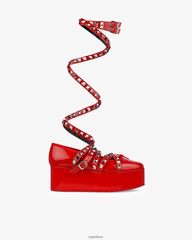 Repetto Women X Noir Kei Ninomiya - Platform Mary Janes With Ankle Strap Flammy Red Footwear PDFBZN180