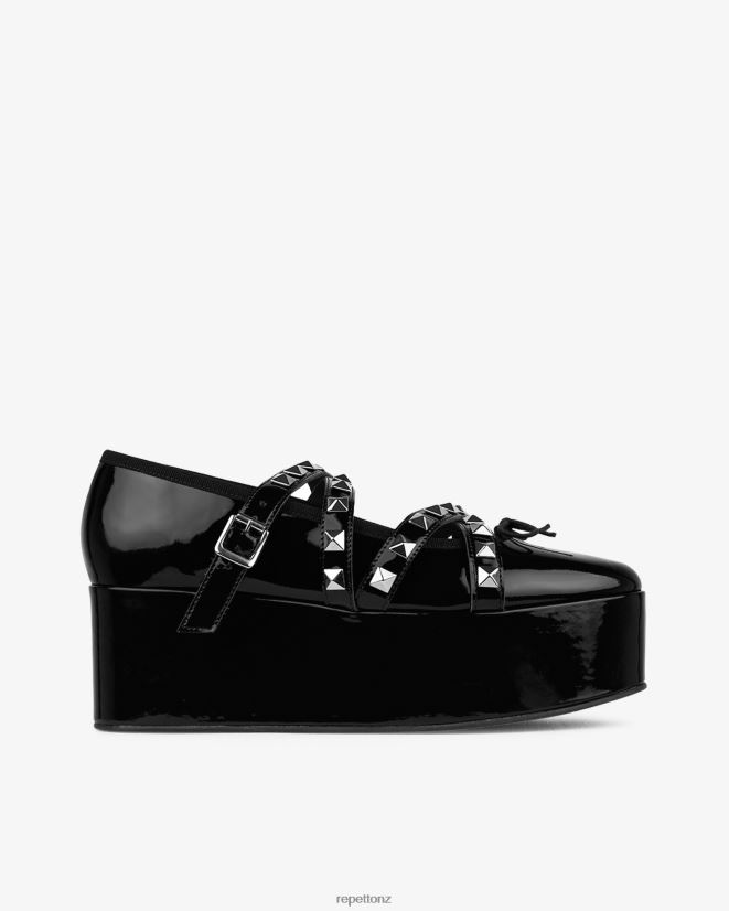Repetto Women X Noir Kei Ninomiya - Platform Mary Janes With Studded Strap Black Footwear PDFBZN182