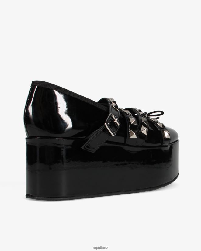 Repetto Women X Noir Kei Ninomiya - Platform Mary Janes With Studded Strap Black Footwear PDFBZN182