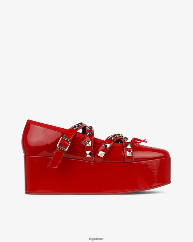 Repetto Women X Noir Kei Ninomiya - Platform Mary Janes With Studded Strap Flammy Red Footwear PDFBZN183