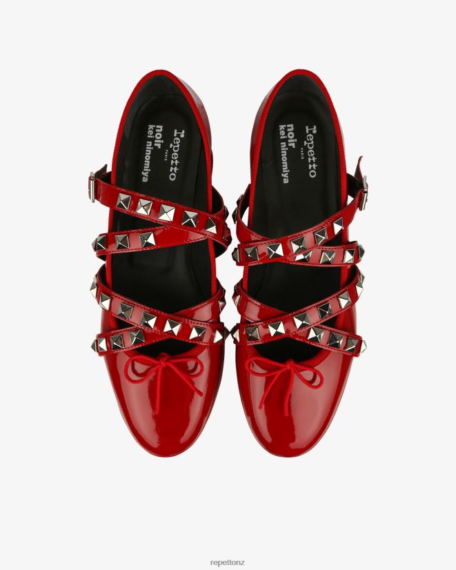 Repetto Women X Noir Kei Ninomiya - Platform Mary Janes With Studded Strap Flammy Red Footwear PDFBZN183