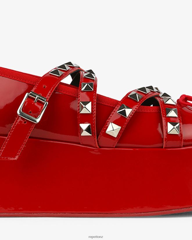 Repetto Women X Noir Kei Ninomiya - Platform Mary Janes With Studded Strap Flammy Red Footwear PDFBZN183